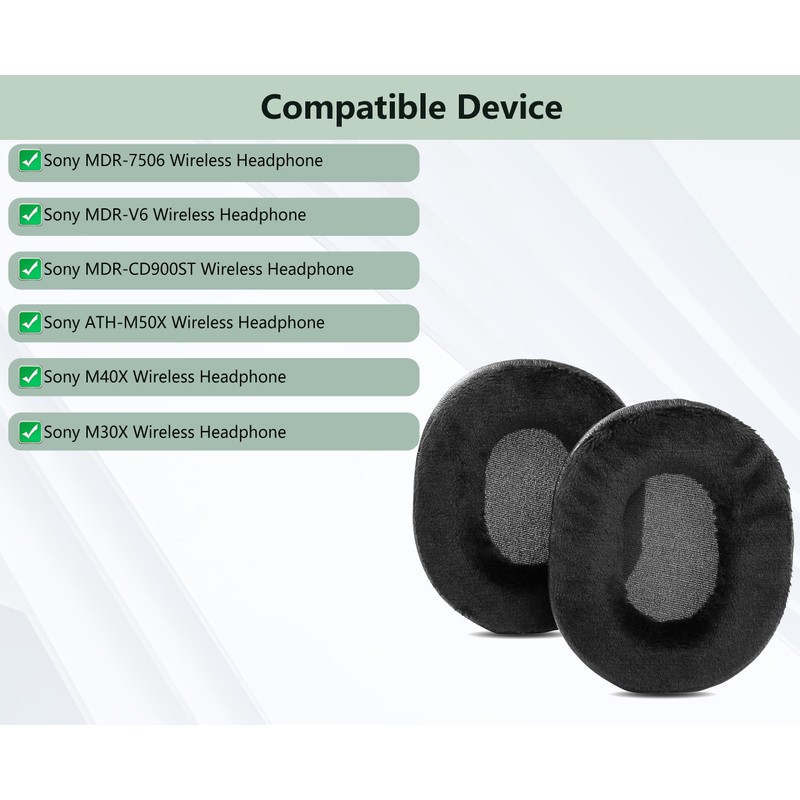 XRHTONG Soft Cloth Ear Pads Compatible with Sony MDR-7506 MDR-V6