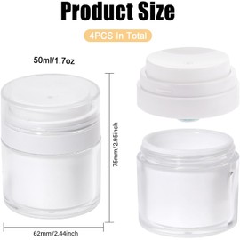 Airless Pump Dispensing Jar, 2 Pack 50ml Refillable Cosmetic Cream Container, Airless Pumps Jars Empty Acrylic Cream Container, Empty Refillable Cosmetic Air Pump Jars
