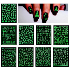 9 Sheets Christmas Nails, Luminous Nail Tattoos, Christmas Nail Stickers, Christmas Nail Stickers, Decoration Nail Design Accessories