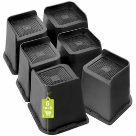 Yookwutar Bed Risers 2 inch, 3 inch, 4 inch, 6 inch, 8 inch Heavy Duty, Oversized Furniture Riser for Couch Sofa Table Chair Leg Frame Dorm, Support up to 6000 Lbs (Black 6 Pack, 6 inch)