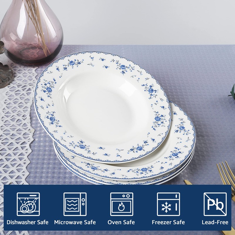 fanquare 8 Inch Porcelain Soup Bowls Set of 4, Round