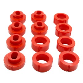 ASTROSYNC Body Mount Bushing Kit- Red Compatible With Chevy C10 C20 K10 K20 K30 1981-1987, For GMC C1500 C2500 K1500 K2500, Polyurethane Body Cab Mounts 12PCS Replace Part Number 7-108