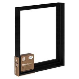 Ampersand Floaterframe Readymade Frame for Flat and 1 1/2" Deep Wood Panel and Canvas Artwork, Paintings, Prints, and More, 16"x20", Black Bold
