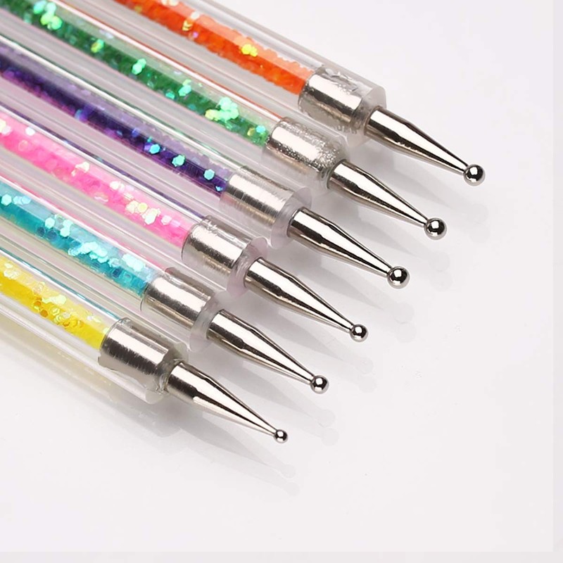 iminoo 6PCS Nail Art Brushes,Double Ended Nail Liner Brush Dotting