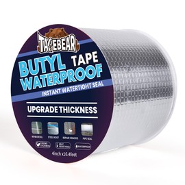TAPEBEAR Extra Thicker Butyl Tape Waterproof 4inch x16feet, 51mil Aluminum Butyl Sealant Tape, Duct Sealing Adhesive for RV Roof Repair, Boat and Pipe Sealing, Metal, Glass & EDPM Roof Leak Patching