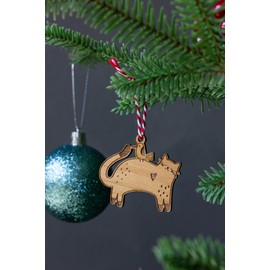 Bird Cat Mini Christmas Ornament [Kitten Holiday Gifts for Him Her, Stocking Stuffers for Kids Mom Dad, Made in the USA]