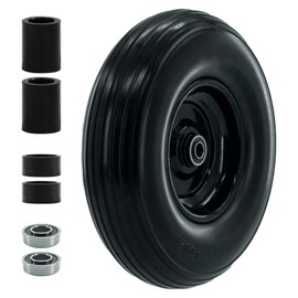 4.00-6 Tire and Wheel,13"Solid Tires,Excellent quality and High performance,Wheelbarrow Wheel with 1.75”-5.75”Centered Hub,5/8"&3/4" Bearing,Fit for Wheelbarrow/Wagon/Trolley/Garden Cart etc.(1pack)