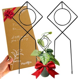 Metal Plant Support Stake for Indoor Climbing Plants, Pothos, Monstera, Philodendron and Vines, Plant Decor Accessories - Size: 17" x 7" (Boho, Black)