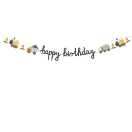 Cute DIY Party Chain Construction Site Happy Birthday Colourful Vehicles Truck Crane Concrete Mixer Garland Decoration Children's Birthday DIY Hanging Chain Birthday Boy 2 Metres, Made in EU