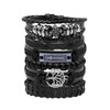 JJDreams 6PCS Punk Lederarmband Herren Wikinger Armband Schwarz Lederarmband Gothic