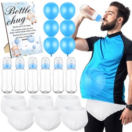 Ecation 6 Sets Blue Bear Funny Plastic Bottle Chug Baby Shower Games Diaper Baby Shower Game Gender Reveal Party Race Gifts Decoration for Adults Boys Girls