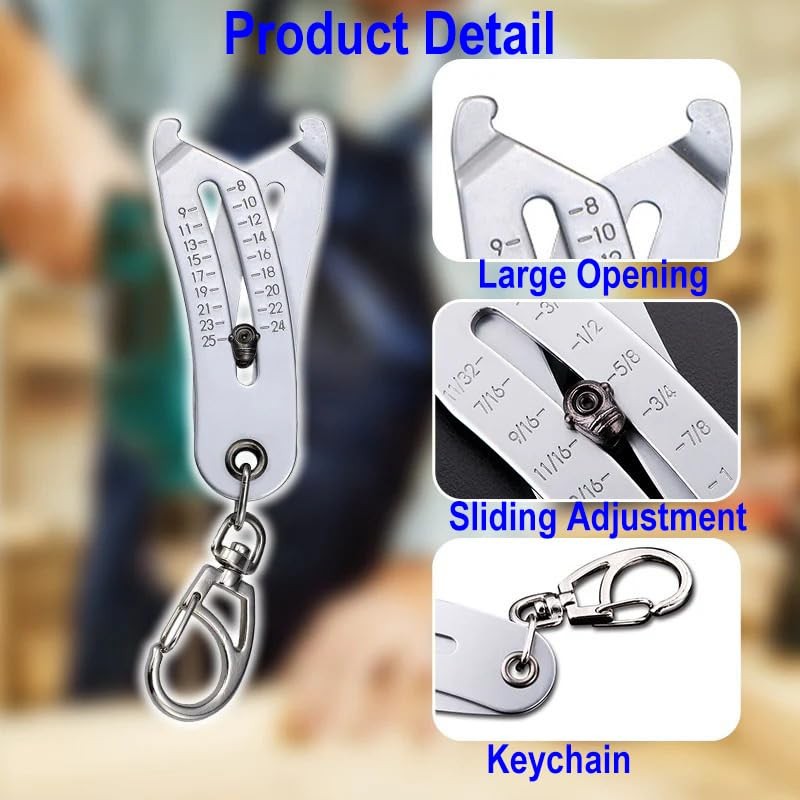 golckuod 2025 Bolt Size Finder Keychain, Portable Precision Thread Size