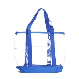 Large Clear Tote Bag with Zipper Closure (Blue)