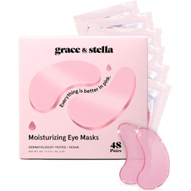 grace & stella Award Winning Under Eye Mask - Bridesmaid Proposal Gifts - Reduce Dark Circles, Puffy Eyes, Undereye Bags, Wrinkles - Under Eye Patches - Vegan (48 Pairs, Pink)