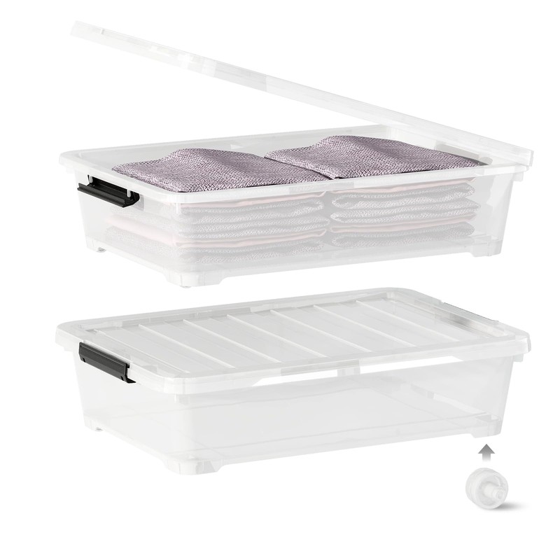 Tyminin 4 Pack 20-Quart Under Bed Storage Box with Wheels,