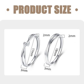 LAKJUOZ 1 Pair Ring Silver 925 Women's Fidget Ring Thumb Ring Adjustable with Cubic Zirconia Toe Ring Index Finger Adjustable Rings Open Foot Rings Fashion Jewellery for Wife Girlfriend Boyfriend