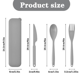 JINGIHE 2 Sets Large Reisebesteck mit Etui, Campingbesteck Set, Wiederverwendbar Outdoor Besteck,Unterwegs Plastik Besteck Messer Löffel Gabel für Lunchbox School Arbeit Picknick (Blau + Grau)