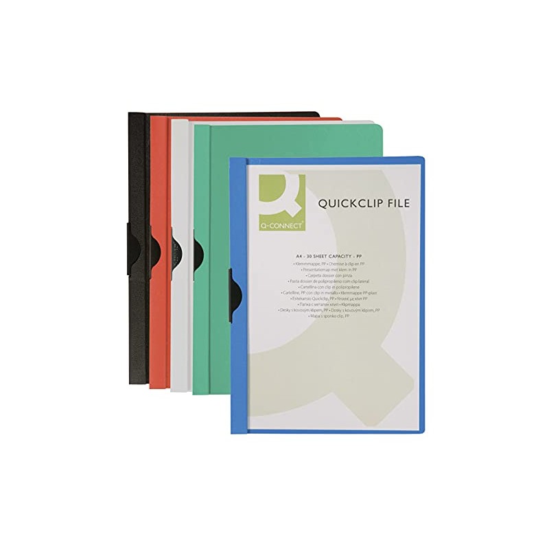 Clip Report File Q-CONNECT Metal Clip PP A4 200/350 Micron