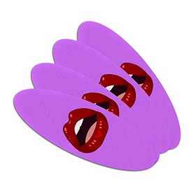 Seductive Luscious Open Mouth Lips Double-Sided Oval Nail File Emery Board Set 4 Pack