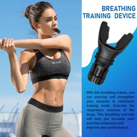 enttgo Portable Respiratory Trainer-Exercise Device. Respiratory Muscle Training |Improve Breathing Capacity | Easy to Clean| Adjustable Resistance, Adjustable to Different Fitness Needs (Black)