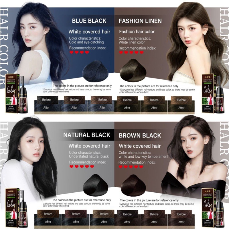 ‼️400ml‼️3 IN 1 Hair Coloring Comb Hair Dye Coloring Shampoo