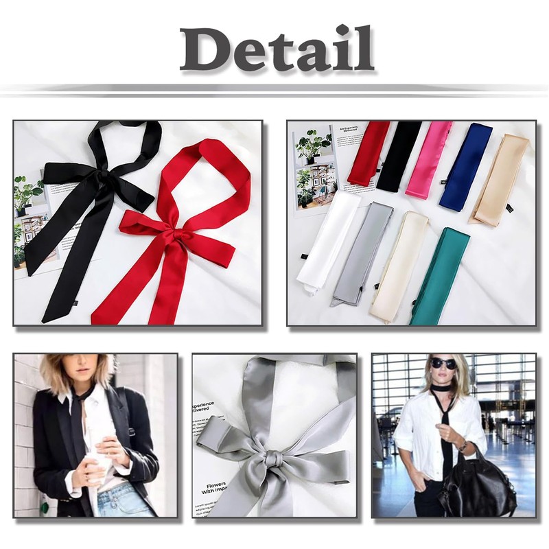 White Fang NC024 Women's Ribbon Tie, Ribbon Tie, Uniform, Bowtie,