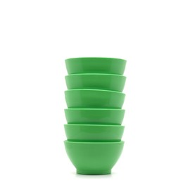 CaliBowl Non-Spill Mini Plastic Bowl Set - 8oz Reusable Kitchen Bowls with Concave Inner Lip and Non-Slip Base - For Serving Dips, Nuts, Ice Cream and Snacks - Set of 6 - Seagrass Green
