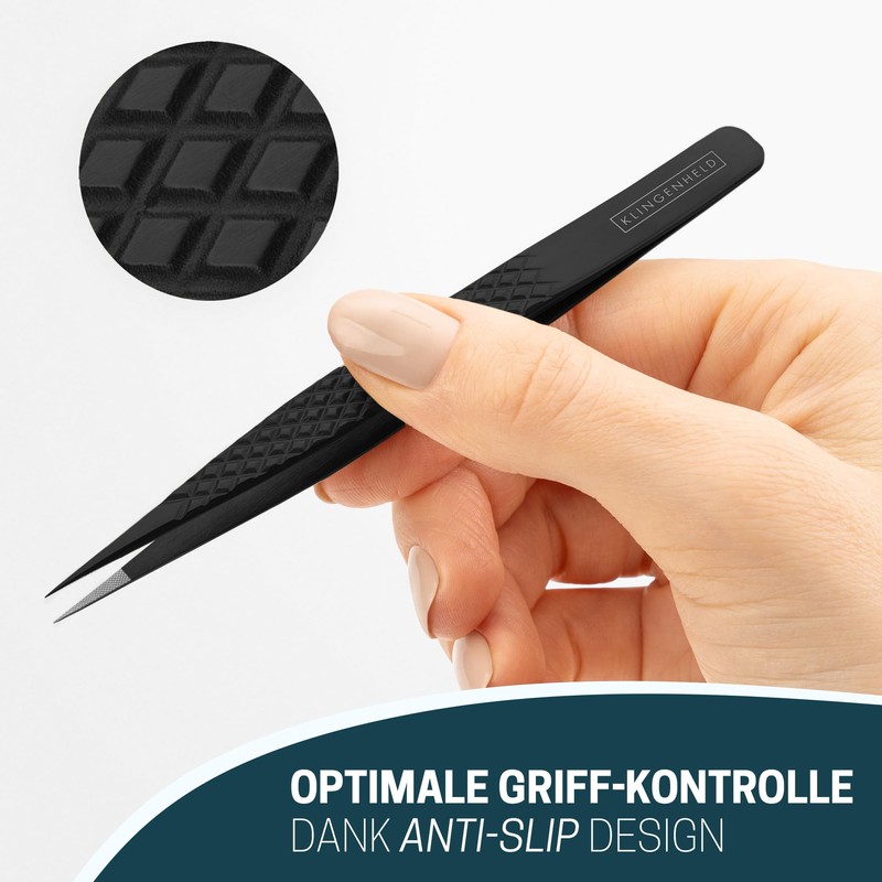 KLINGENHELD Precise Eyelash Tweezers Set – Extra Fine Fibre Tips