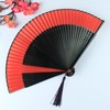 YaoooosF Black Bone Red Fan, Openwork Carved, Luxury Fan, Plain