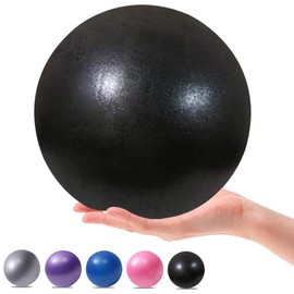 MOMPLUS 9 Inch Exercise Pilates Mini Yoga Balls Barre for Home Stability Squishy Training Physical Therapy Improves Balance with Inflatable Straw(Black)
