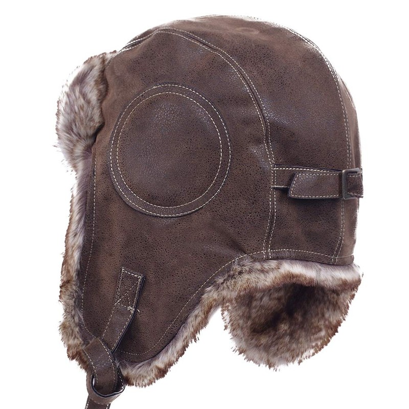 Russian Ushanka Cossack Trooper Trapper Aviator Pilot Hat Fur Lined