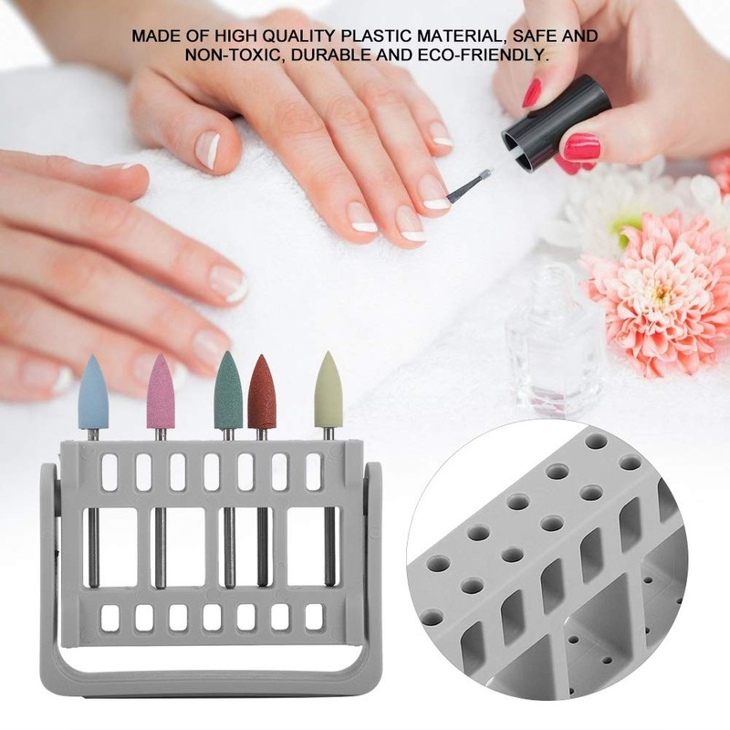 16Holes Manicure Drill Bits Holder,Nail Polishing Heads Display Case,Nail Drill
