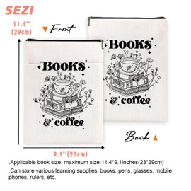 jepuyaya Book Sleeves, Books Coffee Book Sleeve Protector, Book Sleeve with Zipper,The Book Bag Book Lovers Gifts, Pouch Book Covers, Paperback Book Covers6JB021