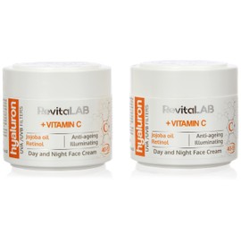 RevitaLAB Hyaluronic Anti-Ageing Day and Night Cream Enriched with Vitamins A, B3, B5, E, C, Jojoba Oil and UV Filters, for Ages Between 40 and 55, 50 ml (Multipack)