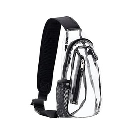 AIMALL Clear PVC Crossbody Sling Bag, Adjustable Strap, Waterproof and Durable, Ideal for Sports, Travel, and Gym, 13.8 x 5.5 x 13.8 Inches