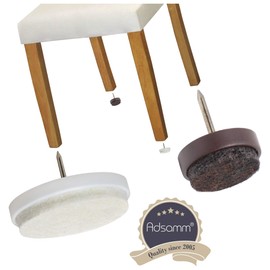 Felt Glider - Felt Pad with Pin/Nail - Brown or White - Various Sizes Available - 32 Pieces - Brown, Diameter 0.95"