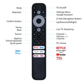 Replacement TCL Smart TV Remote Control for TCL 4K & 8K TVs – No Voice Function (RC902V)