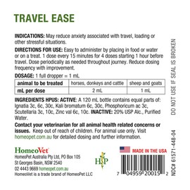 HomeoVet Equine Travel Ease 150 mL - Calming Support for Horse Travel or Transport. A Relaxation Supplement for Horse Anxiety associated with Travel, Loading, Shipping, Transport and Horse Anxiety