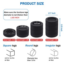 ANNKUT Furniture Risers 1 inch，Round Bed Risers Heavy Duty for Chair Table and Desk Legs Elevation, Bed Lifts Risers(Pack of 4 Riser,Black)