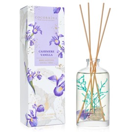 COCORRÍNA Reed Diffuser - Cashmere Vanilla 5.41 oz Flower Reed Diffuser Set with Sticks, Bedroom Bathroom Shelf Decor (Scented Blooms Collection)