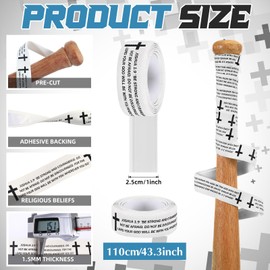 Pushglossy Faith Cross Baseball Bat Grip Tapes 1.5mm Precut and Full Adhesive Softball Grip Tape,Non-Slip Baseball Bat Wrap Religious Cricket Batting Tape Replacement(White,Joshua 1:9)