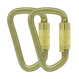 Auto Locking Carabiner 30KN=6500lbs Heavy Duty Large Clip Climbing Carabiner Twist Lock Carabiners for Rock Climbing, Camping, Gym,Rescue (CE Rated,D Shape),Gold