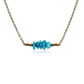 Luna Tide Apatite Chip Bead Bar Necklace in Bronze