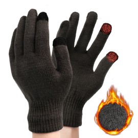 Minicoco Unisex Winter Warm Knitted Gloves, Thicken Fleece Elastic Cuffs Gloves Wool Gloves Suitable for Winter Gloves for Men