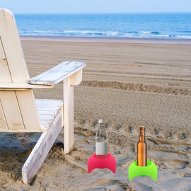 Needzo Beach Drink Coaster Set, Holder for Beverages, Keys, and Phones, Vacation Travel Essentials, Set of 4