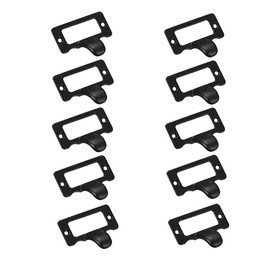 GDQLCNXB Label Holder Pull Handles, Vintage Zinc Alloy Label Frame Drawer Knobs for Cabinet Cupboard, Black 48x38mm Pack of 10