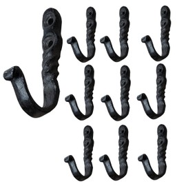 Rustic State Astor Wall Mount Coat Hanger Hooks Multiuse Entryway Railroad Spike Rack Cast Iron Black Set of 10