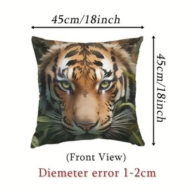 Decorative Tiger Face Throw Pillow Cover, 45 x 45 cm, Gift For Him, Brother, Friend, Cushion