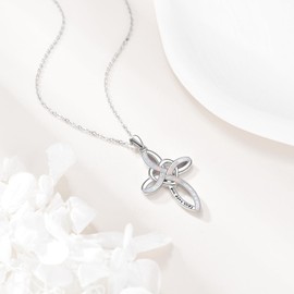 HUKKUN Celtic Knot Cross Necklace Sterling Silver Infinity Love Heart Pendant Necklace Celtic Jewelry Gift for Women