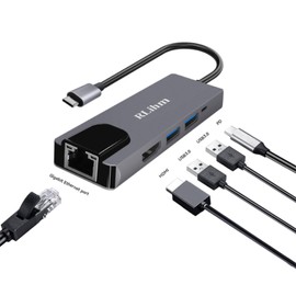 Estación de acoplamiento USB C para portátil, concentrador USB C 5 en 1 con HDMI 4K a 30Hz, Ethernet de 1000 Mbps, carga PD de 100 W, 2 USB 3.0, base USB C para MacBook/Dell/HP/Surface/Lenovo